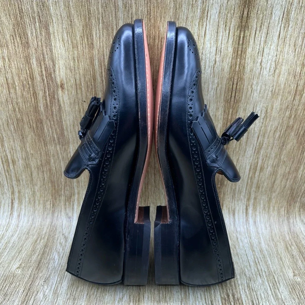 Johnston & Murphy Tassel Loafer Men's Size 10.5 D Black Wingtip Kiltie 24-93310